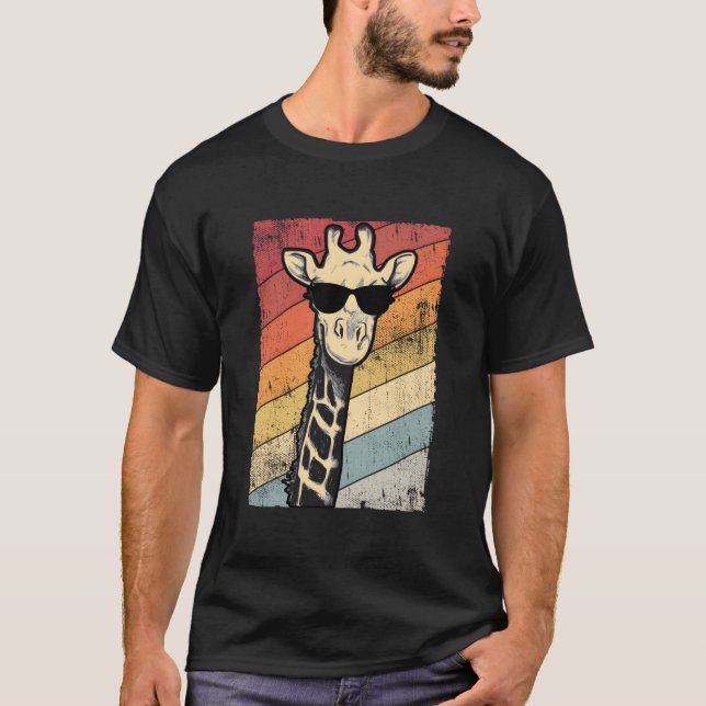 Giraffe Sunglasses Animal T-Shirt (Front)