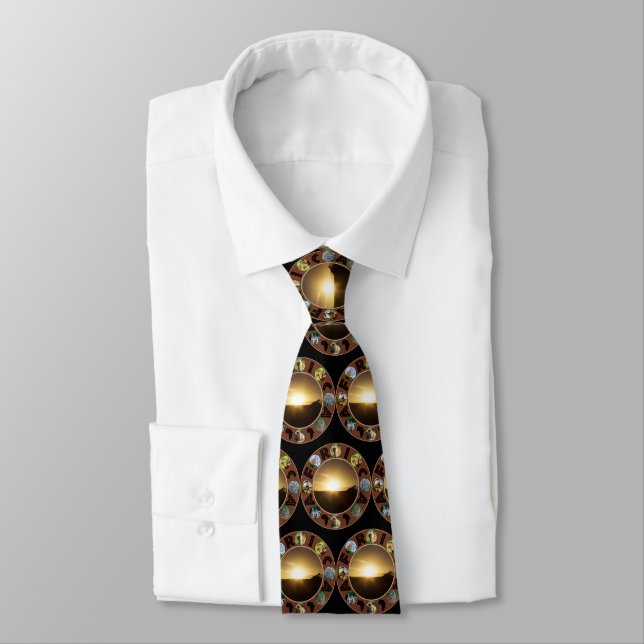 Giraffe Sunset Africa Circle Neck Tie (Tied)