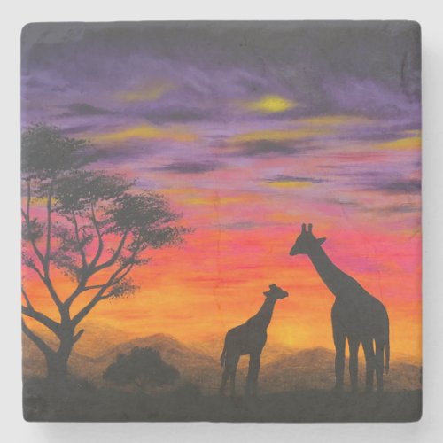 Giraffe Sunset Coaster by Greggs Deep Colors