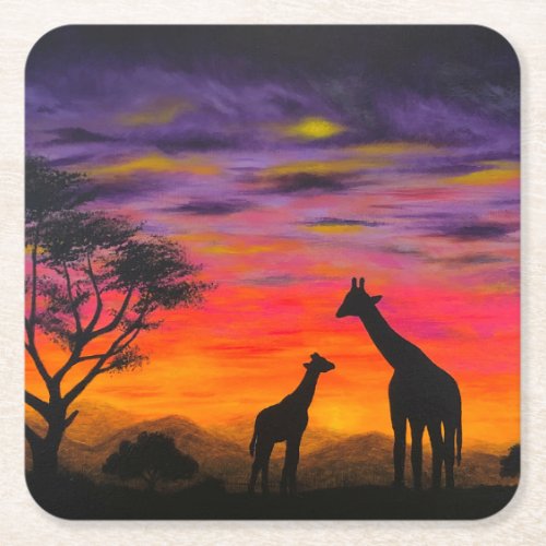 Giraffe Sunset Coaster by Greggs Deep Colors