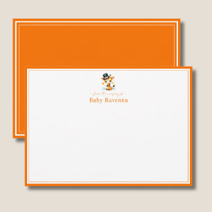 Giraffe Sunset Orange Border Nursery New Baby  Note Card