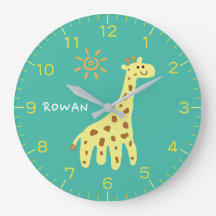 Giraffe & Sunshine Personalized Kids Wall Clock