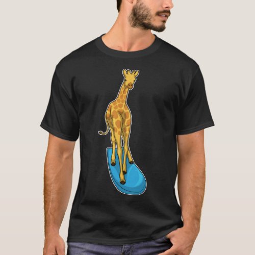 Giraffe Surfer Surfboard T_Shirt