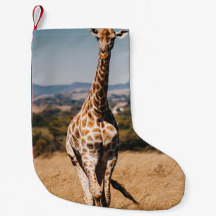 GIRAFFE SURROUNDED BY BROWN GRASS SMALL CHRISTMAS STOCKING