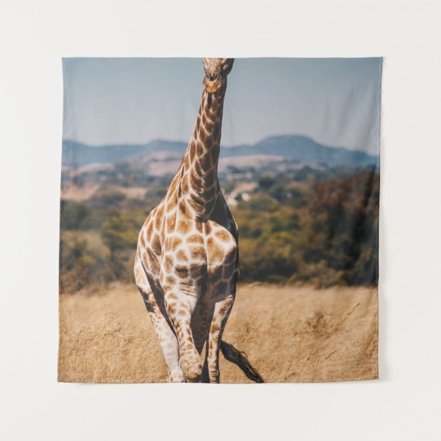 GIRAFFE SURROUNDED BY BROWN GRASS TAPESTRY (Front)