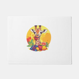Giraffe Surrounded By Fruits Doormat
