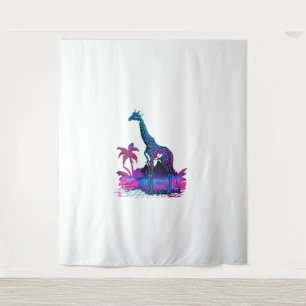Giraffe Synthwave Vaporwave Art   Tapestry