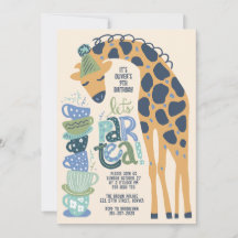 Giraffe Tea Party Kids Birthday Party Invitation