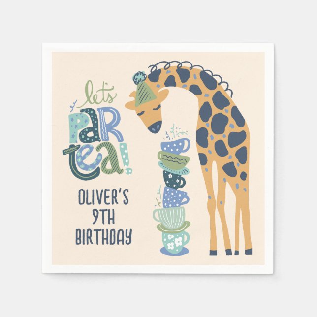 Giraffe Tea Party Kids Birthday Party Napkins (Front)
