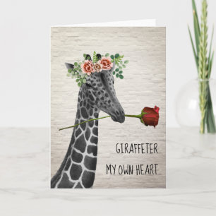 Giraffe ter My Own Heart Boho Giraffe Valentine Card