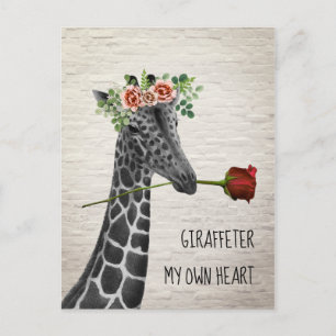 Giraffe ter My Own Heart Boho Giraffe Valentine Holiday Postcard