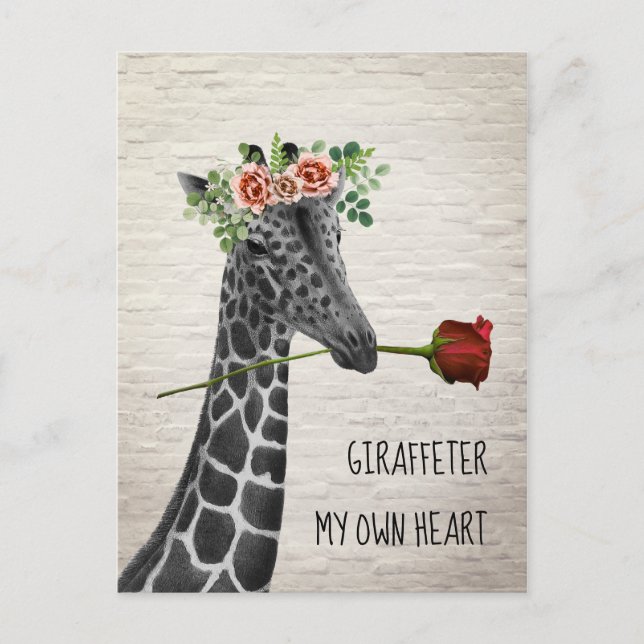 Giraffe ter My Own Heart Boho Giraffe Valentine Holiday Postcard (Front)