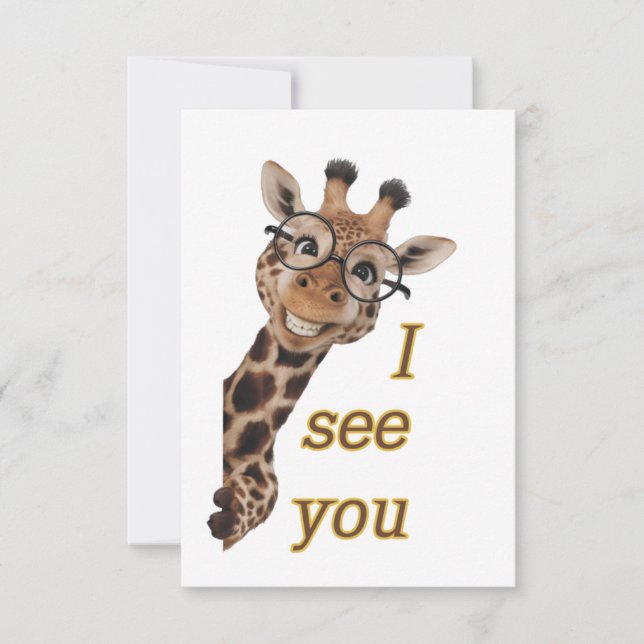 Giraffe.Text.I see you Thank You Card (Front)