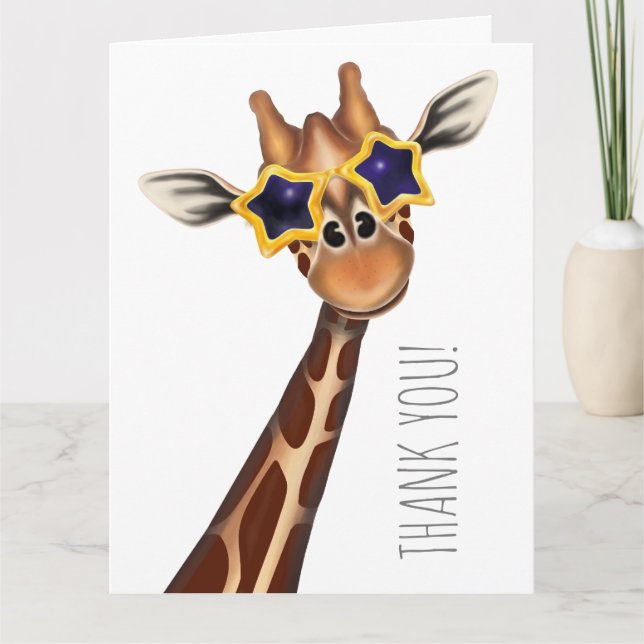 Giraffe Thank You Folded Greeting Card (Front)