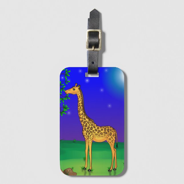 Giraffe Themed Luggage Tag (Front Vertical)