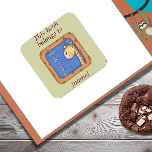 Giraffe This Book Belongs To Bookplate Sticker