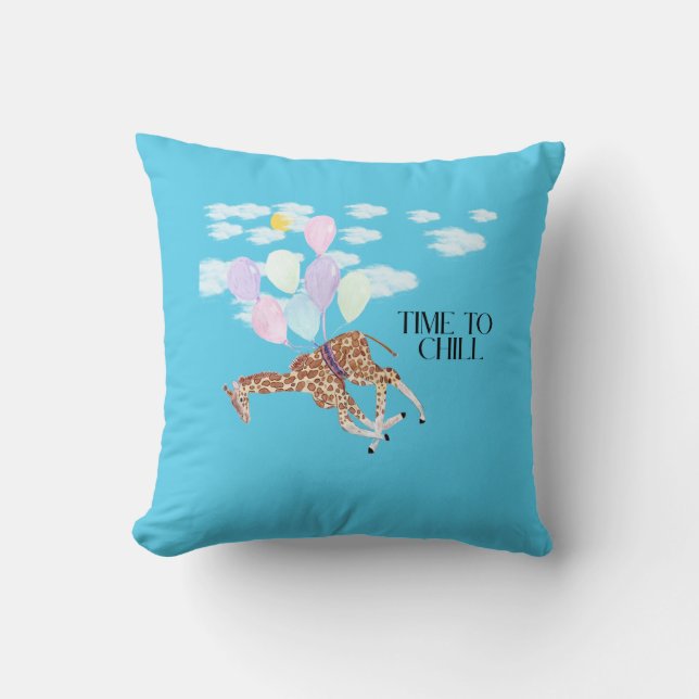 Giraffe time to chill throw pillow (Front)