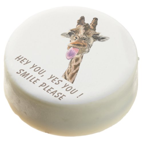 Giraffe Tongue Out and Playful Wink _ Custom Text  Chocolate Covered Oreo