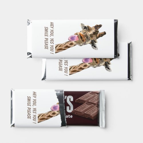 Giraffe Tongue Out and Playful Wink _ Custom Text Hershey Bar Favors