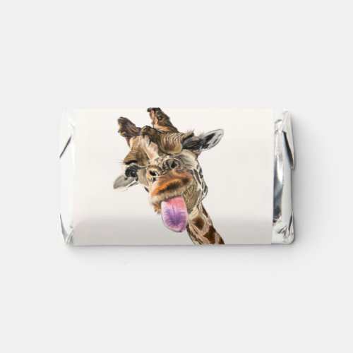 Giraffe Tongue Out and Playful Wink _ Custom Text  Hersheys Miniatures