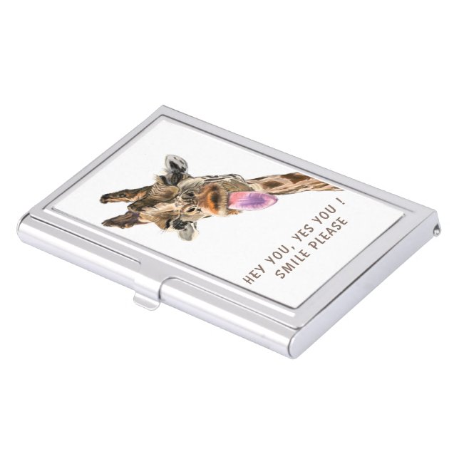 Giraffe Tongue Out Playful Business Card Case (Front)