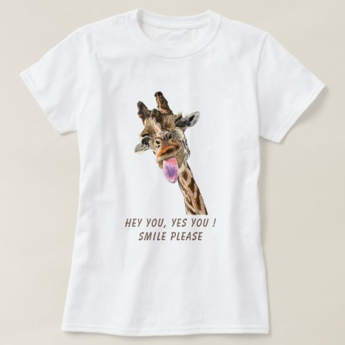 Giraffe Tongue Out Playful Wink Funny T_Shirt