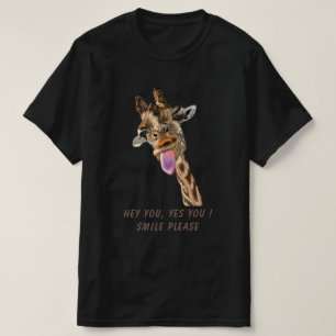 Giraffe Tongue Out Playful Wink T-Shirt with Text