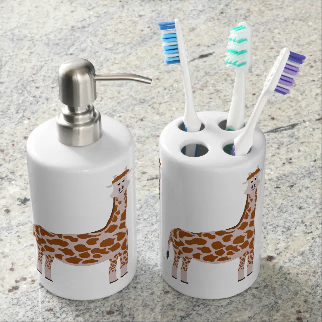 Giraffe Toothbrush Holder and Soap Dispenser Set Zazzle