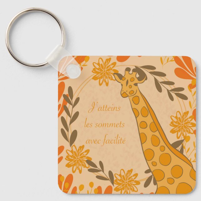 giraffe,totem animal,chakra,positive affirmation keychain (Front)