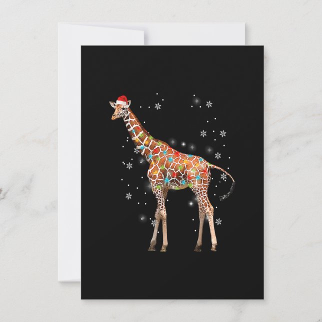 Giraffe Tree Light Christmas Animals Lover Xmas Ho Invitation (Front)