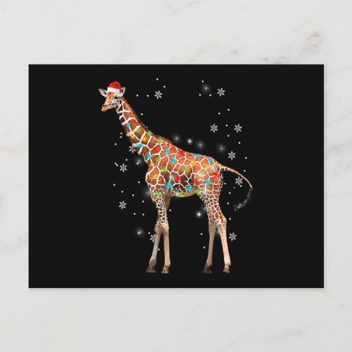 Giraffe Tree Light Christmas Animals Lover Xmas Ho Postcard