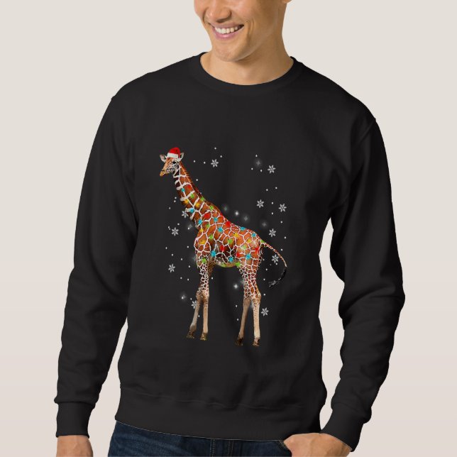 Giraffe Tree Light Christmas Sweater Xmas Animal   (Front)