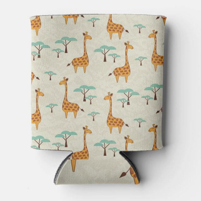 Giraffe tree vintage pattern. can cooler (Front)