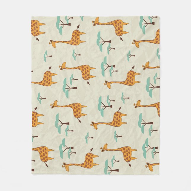 Giraffe tree vintage pattern. fleece blanket (Front)