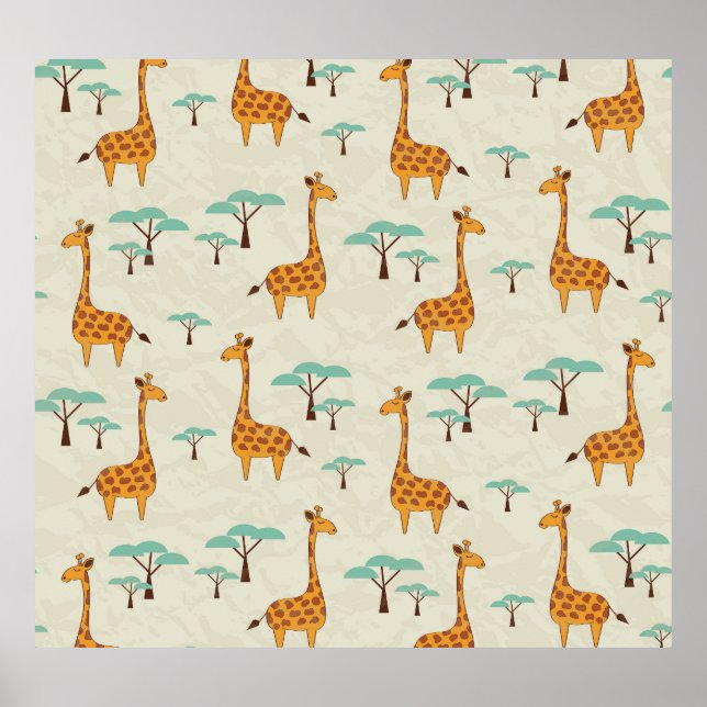 Giraffe tree vintage pattern. poster (Front)