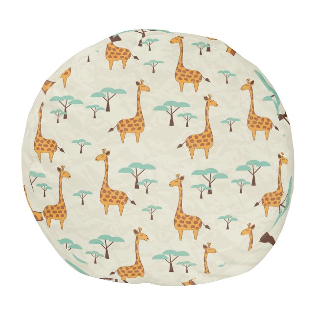 Giraffe tree vintage pattern. pouf (Bottom)