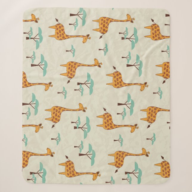 Giraffe tree vintage pattern. sherpa blanket (Front)