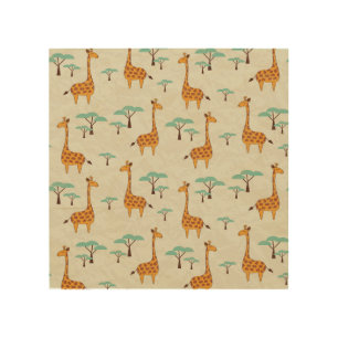 Giraffe tree vintage pattern. wood wall art