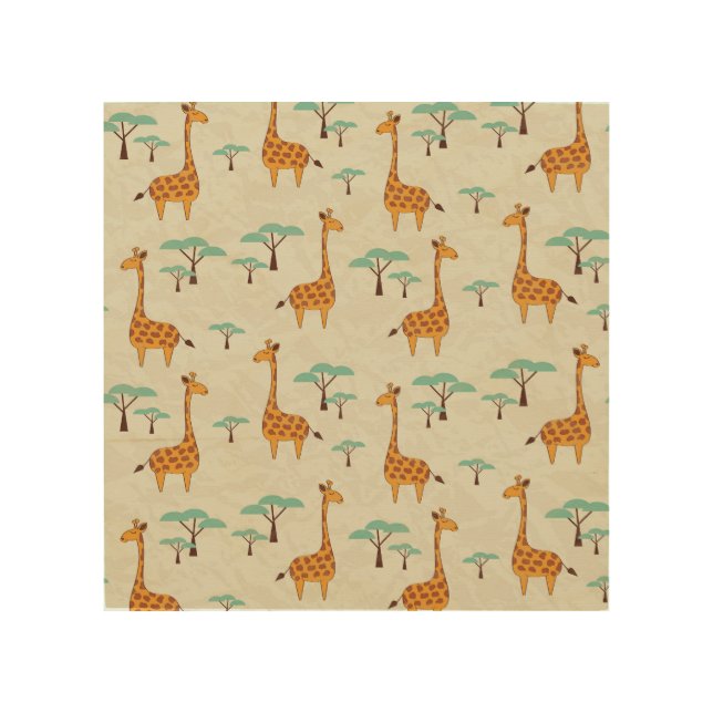 Giraffe tree vintage pattern. wood wall art (Front)
