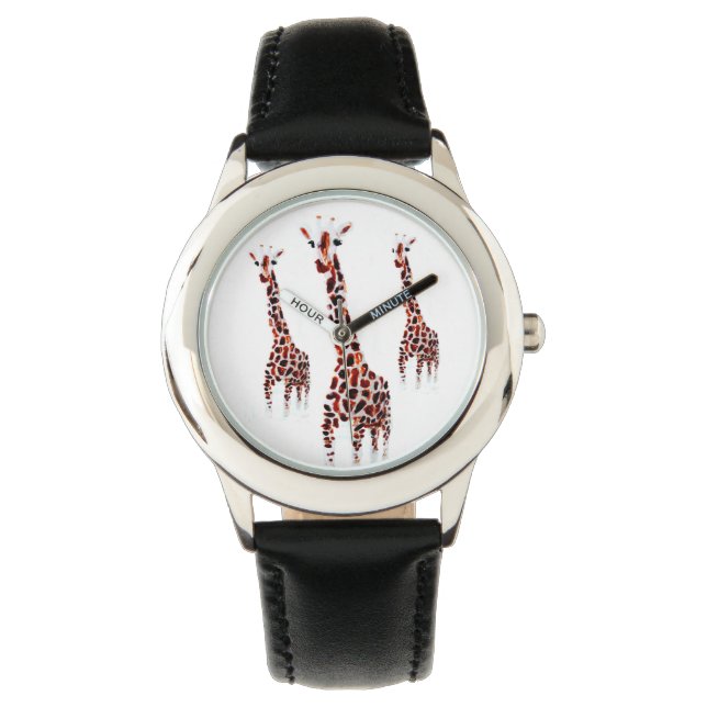 Giraffe Trio Wild Animal Art Watch (Front)