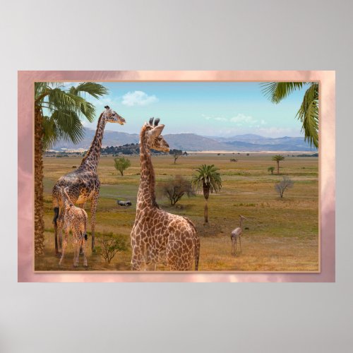 Giraffe Twins of Africa Poster