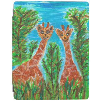 Giraffe Twins – Whimsical Animal Art iPad Cover