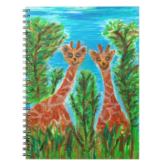 Giraffe Twins – Whimsical Animal Art Notebook