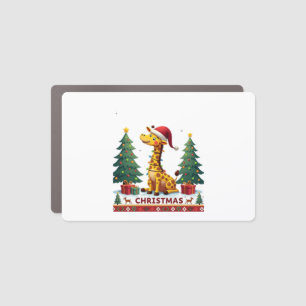 Giraffe Ugly Christmas Sweaters Funny Santa Hat Li Car Magnet