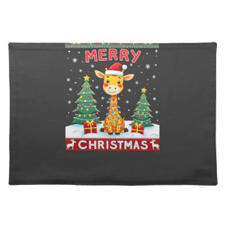 Giraffe Ugly Christmas Sweaters Funny Santa Hat Li Cloth Placemat