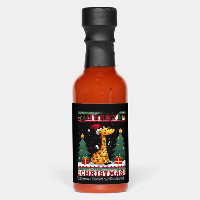 Giraffe Ugly Christmas Sweaters Funny Santa Hat Li Hot Sauces (Front)