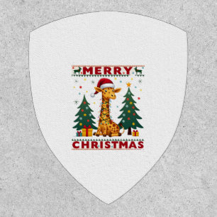 Giraffe Ugly Christmas Sweaters Funny Santa Hat Li Patch