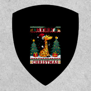 Giraffe Ugly Christmas Sweaters Funny Santa Hat Li Patch