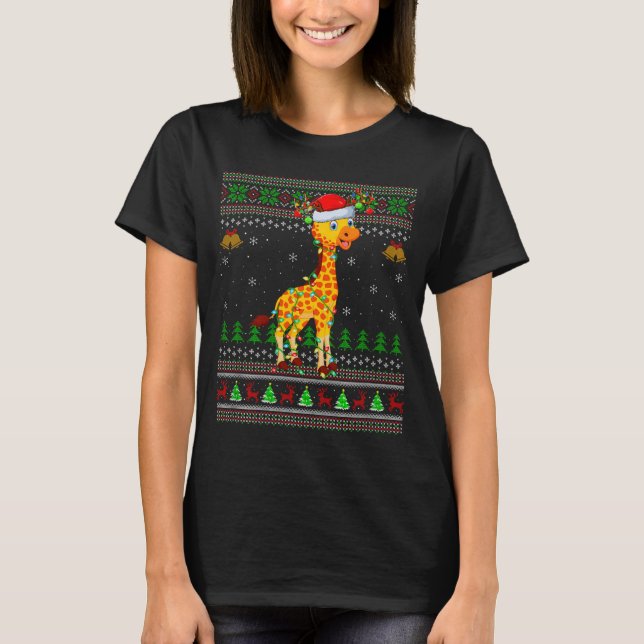 Giraffe Ugly Christmas Sweaters Holiday Santa Cute (Front)