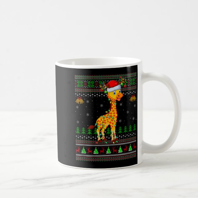 Giraffe Ugly Christmas Sweaters Holiday Santa Cute Coffee Mug (Right)